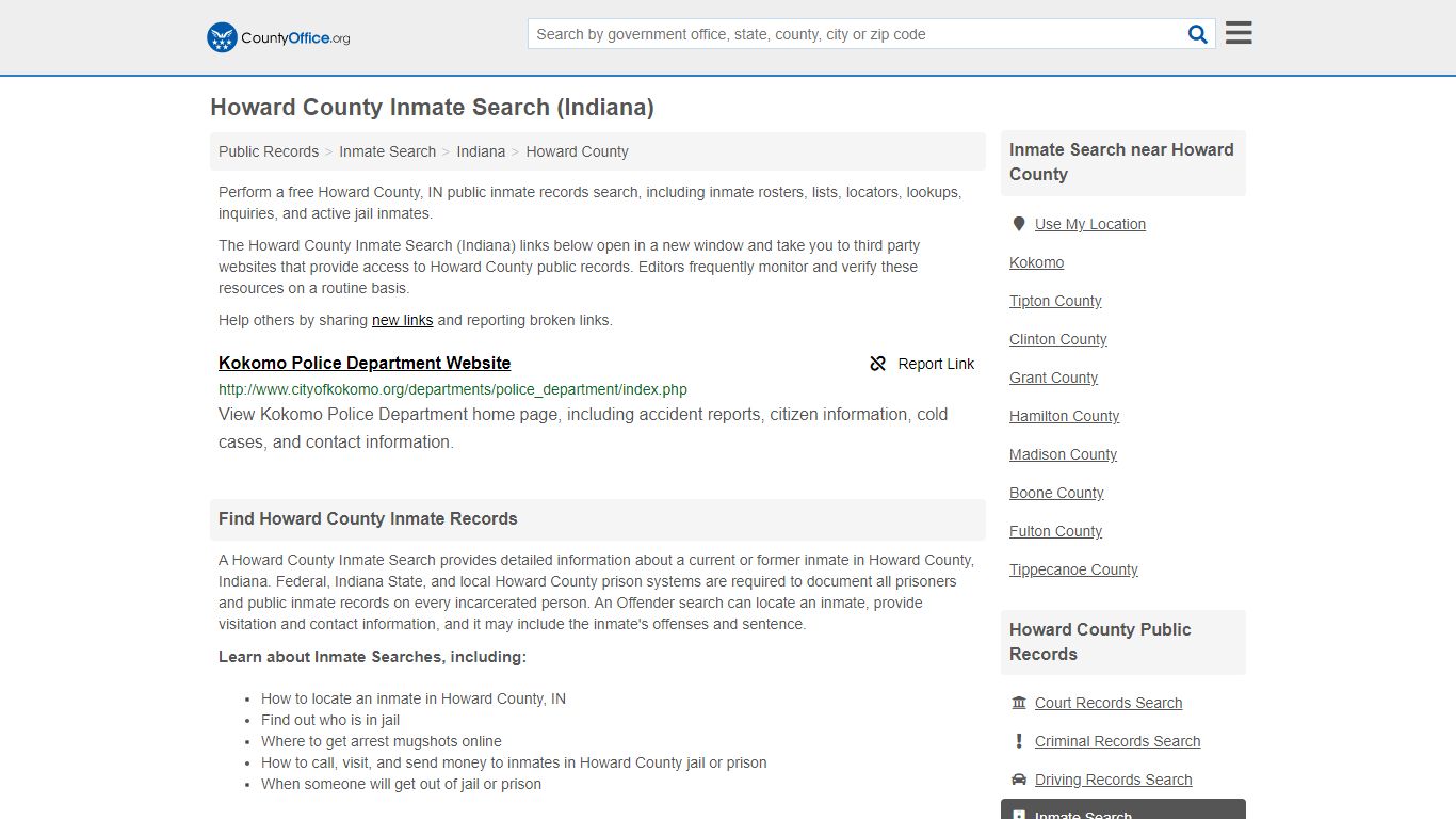 Inmate Search - Howard County, IN (Inmate Rosters & Locators)